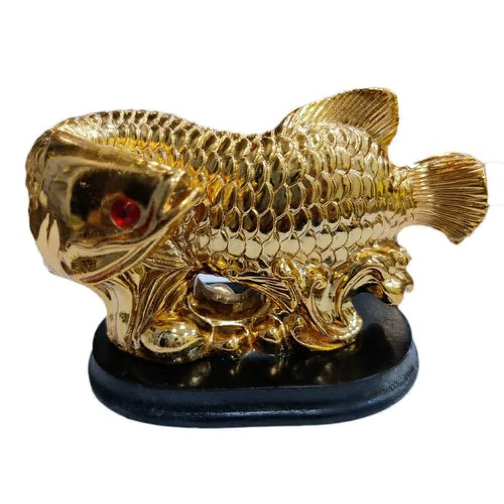FengShui Polyresin Golden Fish Statue Figurine For Showpiece.