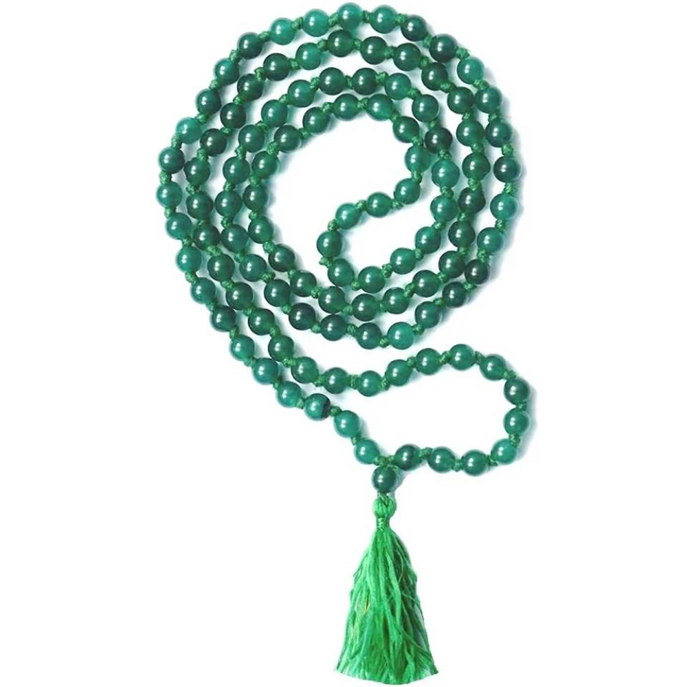 Natural Green Aventurine Prayer Mala  6.5 MM 108+1 Beads Jap Mala.