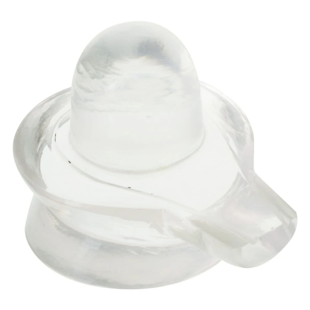 Crystal Lord Shivling Idol Sphatik Statue with Jaladhari For Home Décor (7.5 cm x 5.5 cm x 5 cm, Clear).