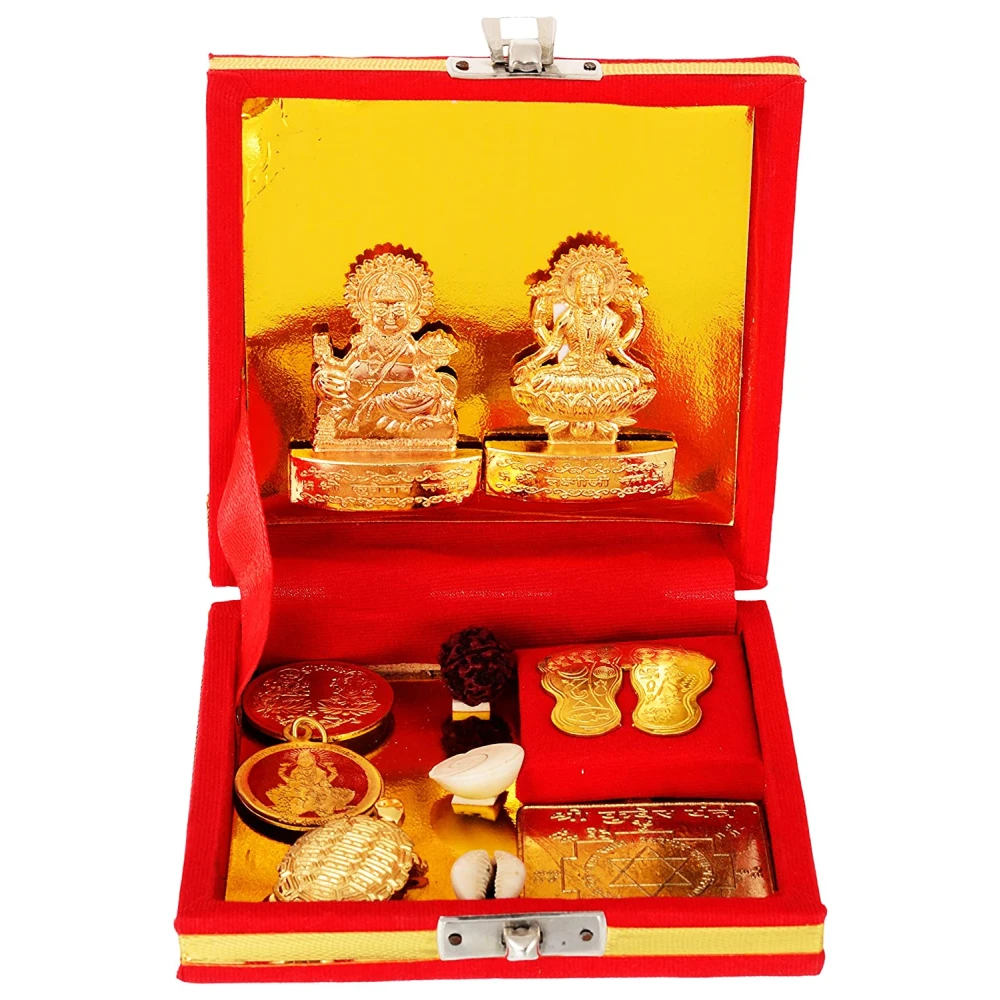 Zinc Goddess Kuber Dhan Laxmi Varsha Yantra Set For Pooja. (11 cm x 11 cm x 3 cm).