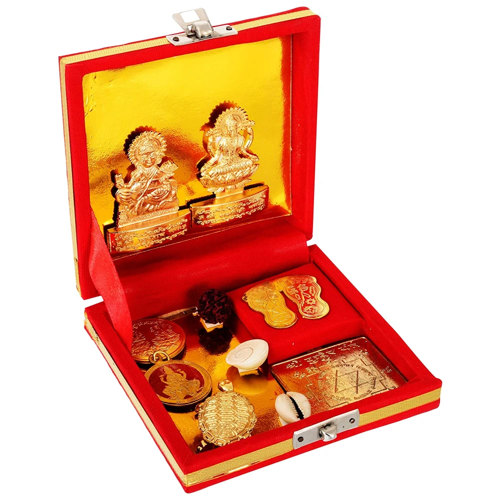 Zinc Goddess Kuber Dhan Laxmi Varsha Yantra Set For Pooja. (11 cm x 11 cm x 3 cm).
