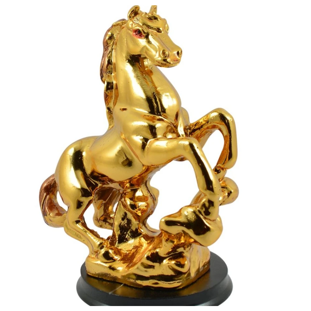 FengShui Golden Single Horse Statue Figurine Home Office Decoration for Good Luck.