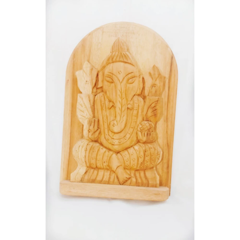 Natural Neem Wood Carved Idol of Lord Ganesha 10 Inch Statue For Prosperity (17 x 5 x 25 Cm).