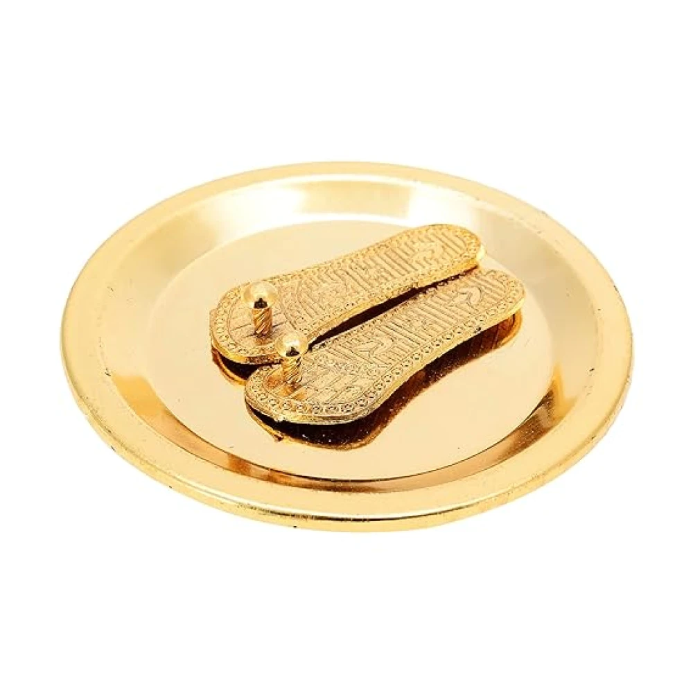 Gold Plated GODDESS Lakshmicharan Paduka For Wealth & Prosperity.