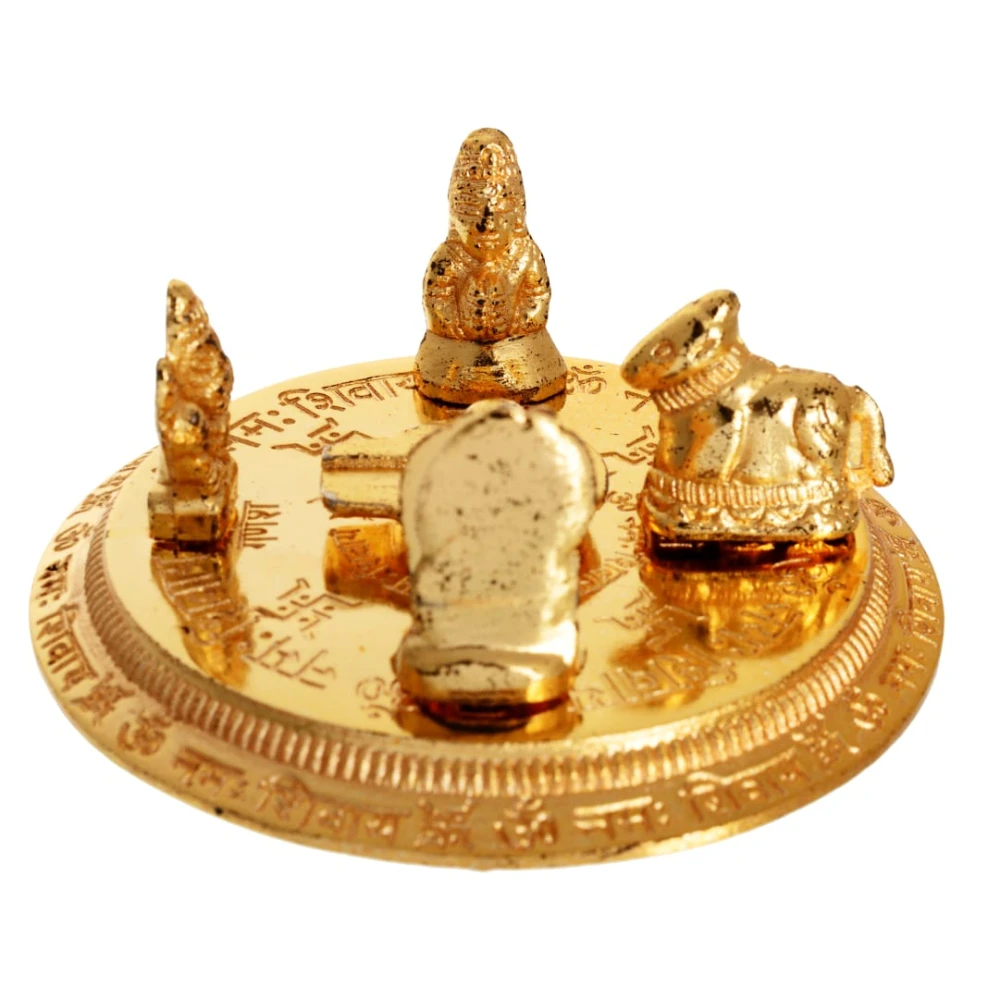 The Happy Family Of Lord Shiv Parivar Idol In Brass (9 cm x 9 cm x 4cm) respectively.