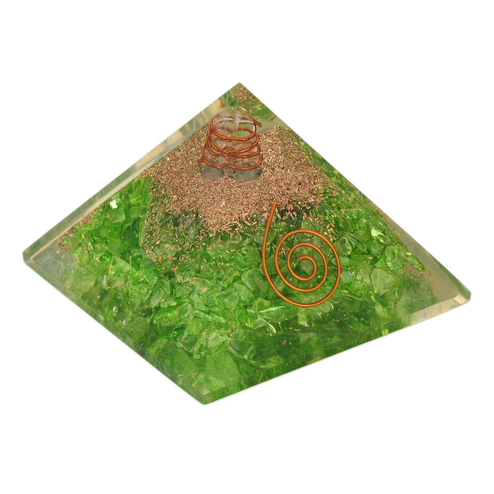 Green Aventurine Orgone Pyramid with Crystal Quartz Point.