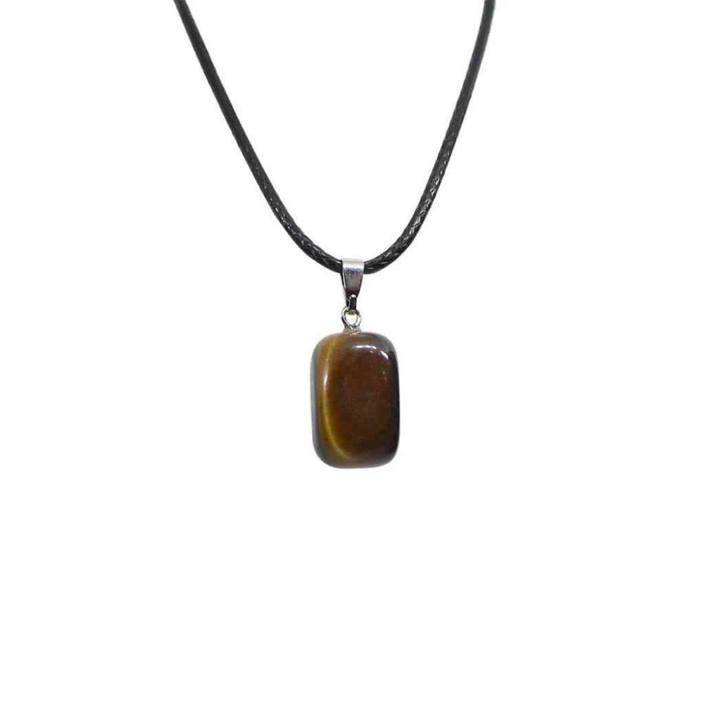 Real Tiger Eye Crystal Tumbled Pendant For Unisex (2x1.5x1.5 Cm)