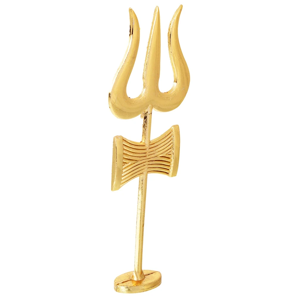 Brass Trishakti Trishul with Damru (10  x 4  x 0.5 CM, Golden).