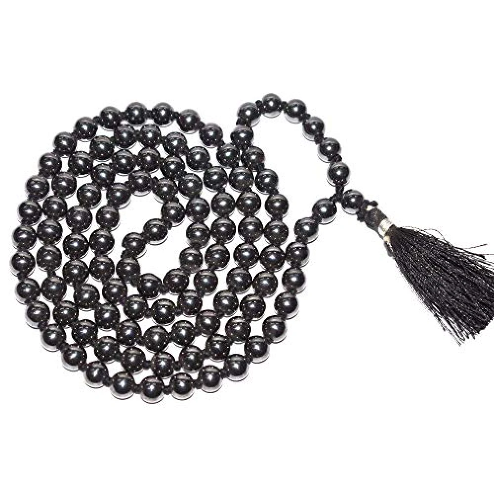 ZEMS Natural Hematite (Hemalyke) Stone Prayer Rosary Mala -8 MM 108+1 Bead.
