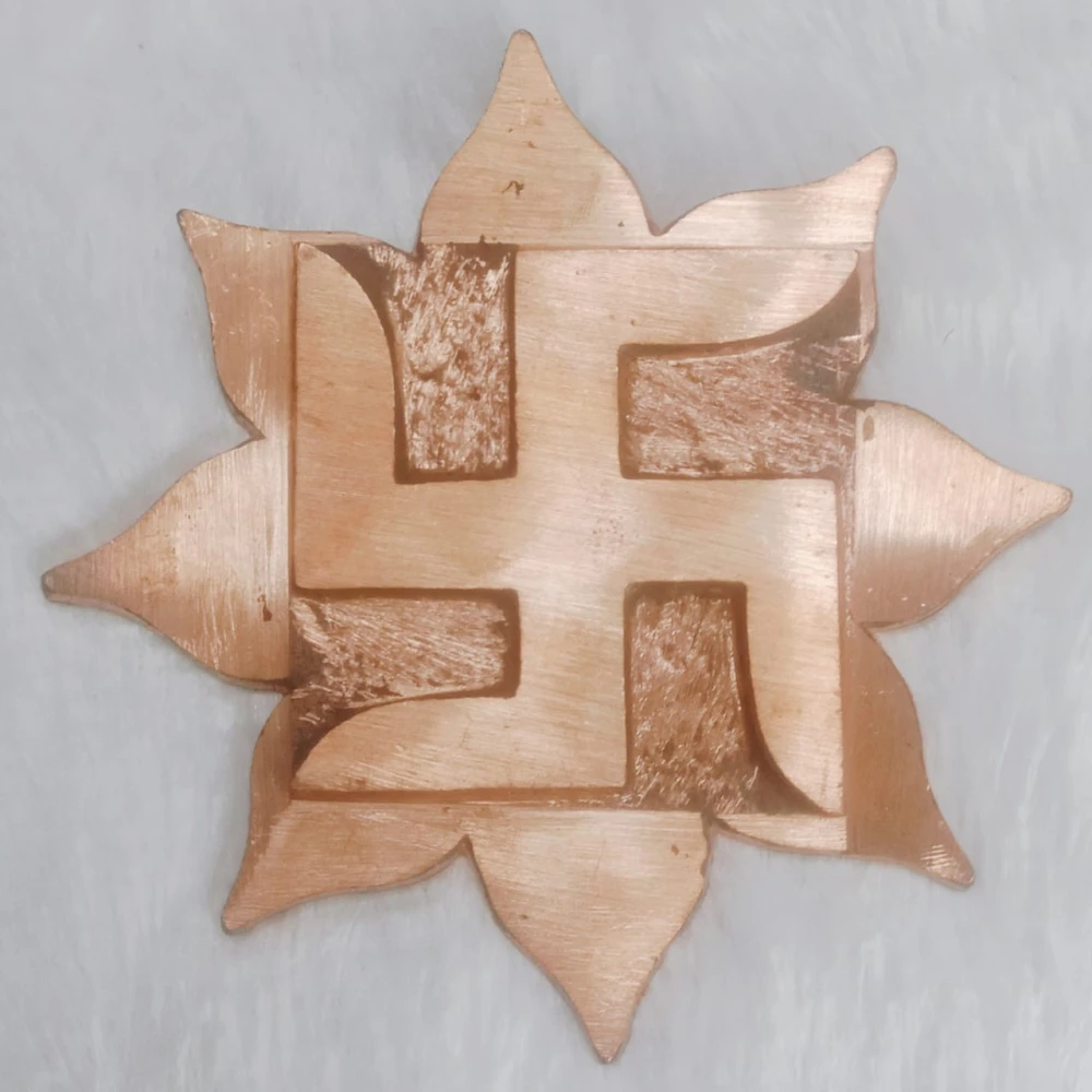 Vastu RemediesCOPPER Padma Plate (Lotus Flower Plate) with Swastik.
