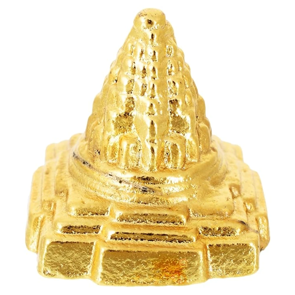 Zinc Meru Prusth Shree Yantra (2.5 x 2.5 x 3 cm) Golden