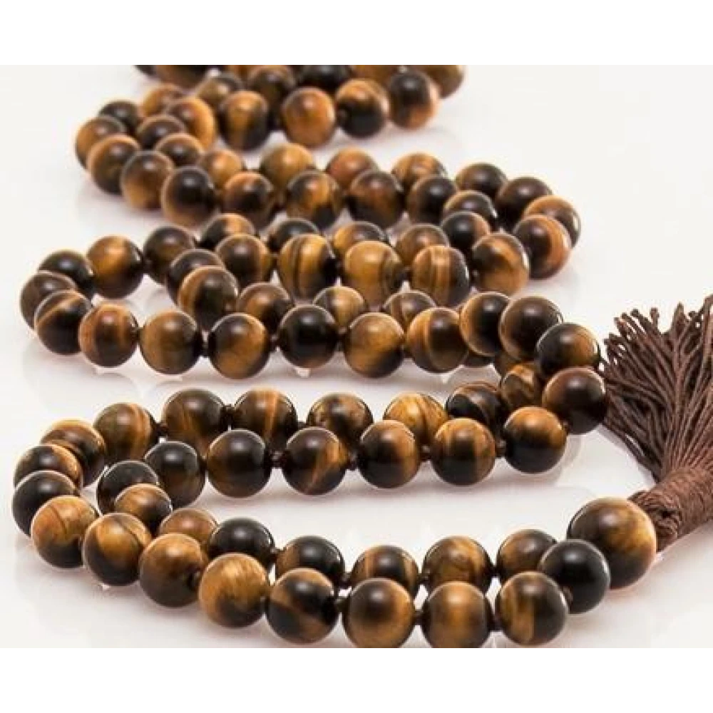 Natural Multi Tiger Eye Stone Prayer Mala -8 MM 108+1 Beads Jaap Mala  For Meditation With Certificate (45 x 2 x 1 cm) Multi.