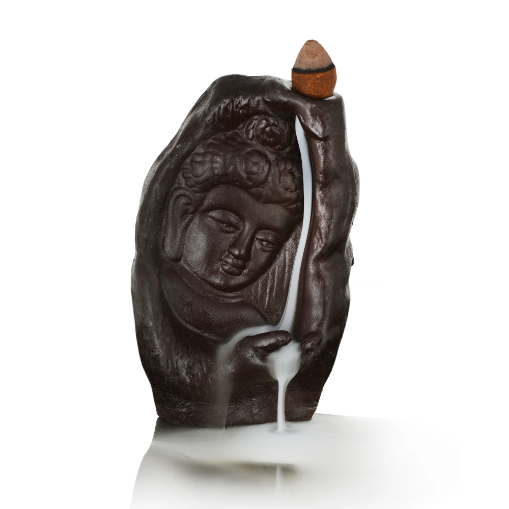 Buddha Backflow Incense Burner Holder with 10 Backflow Incense Cones.
