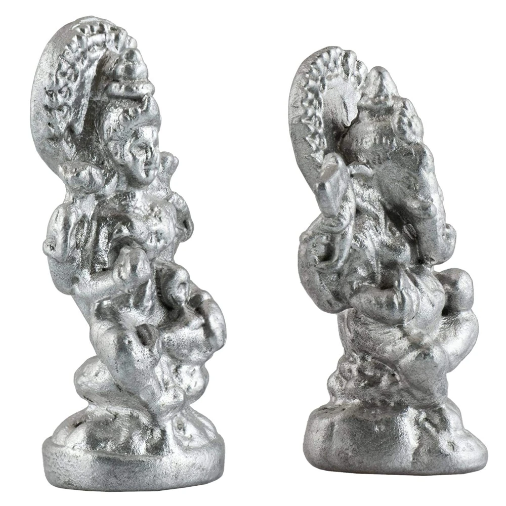 Mercury Idol Set Of Goddess Laxmi And Lord Ganesh Parad Statue.