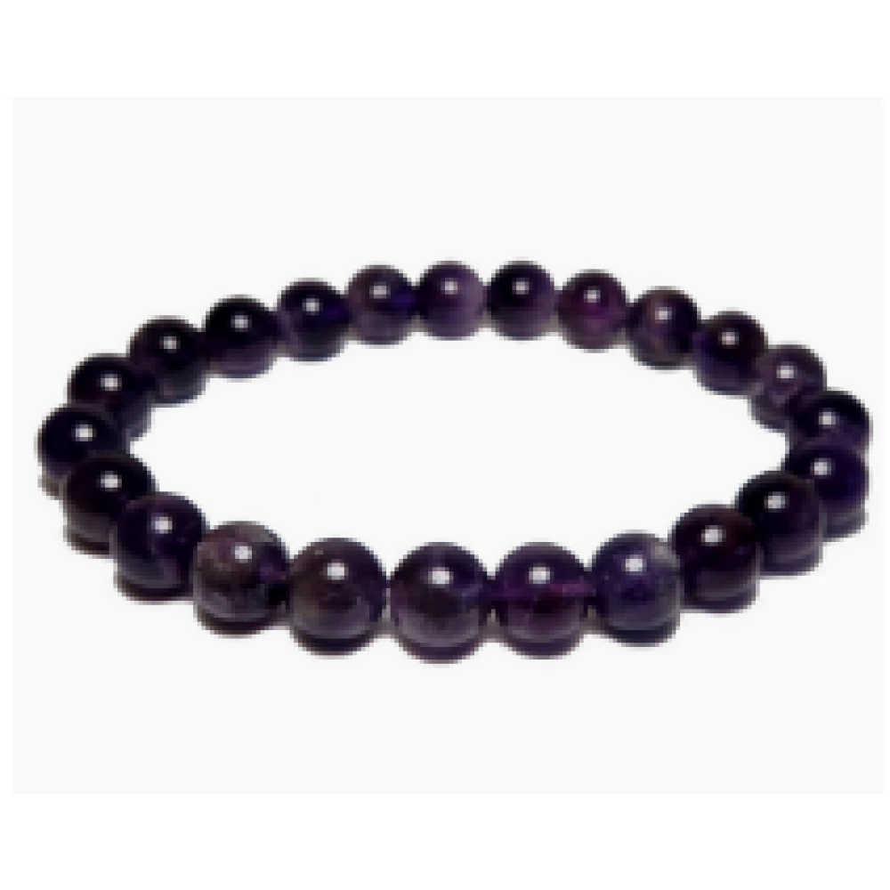 Natural Violet Amethyst Stone Stretchable Bracelet With Certificate For Unisex  (10 x 2 x 1 CM) Black.