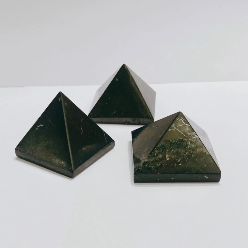 Healing Crystal polished Shungite Pyramid For Protection, Decoration
