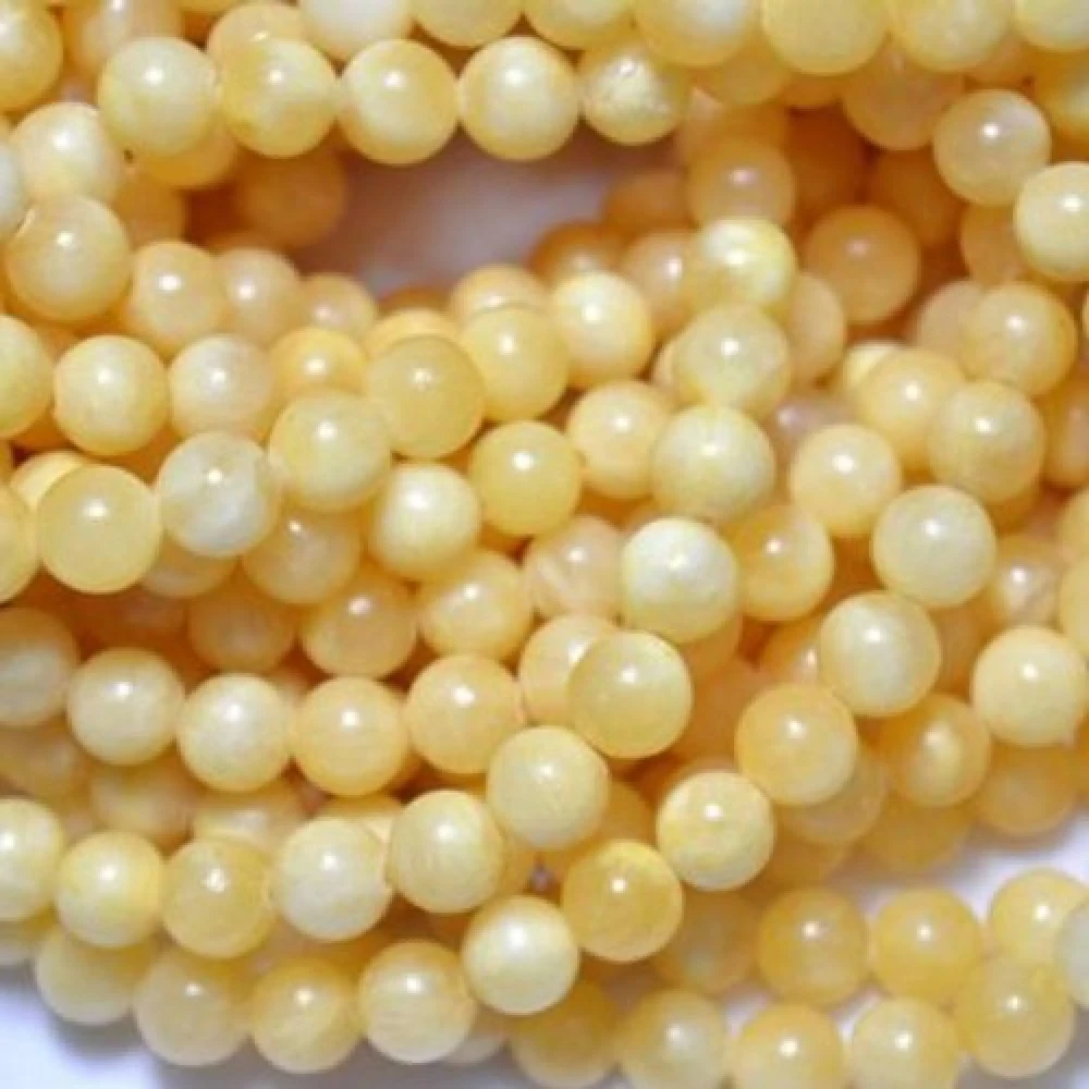 Natural Yellow Calcite Stone Prayer Rosary Mala -8 MM 108+1 Beads.