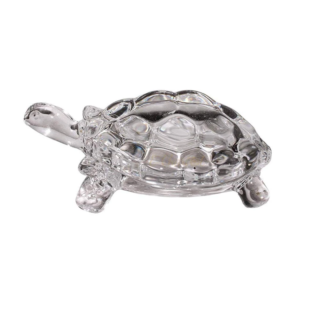 Wish Fulfilling Tortoise of Crystal Clear Glass - for Worship & Gift.