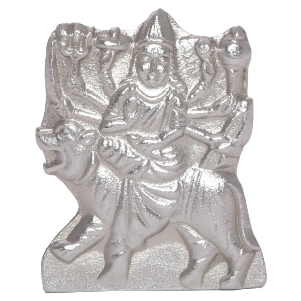 Mercury Goddess Durga Idol Parad Statue For Pooja (3 x 1 x 3 Cm, Silver.