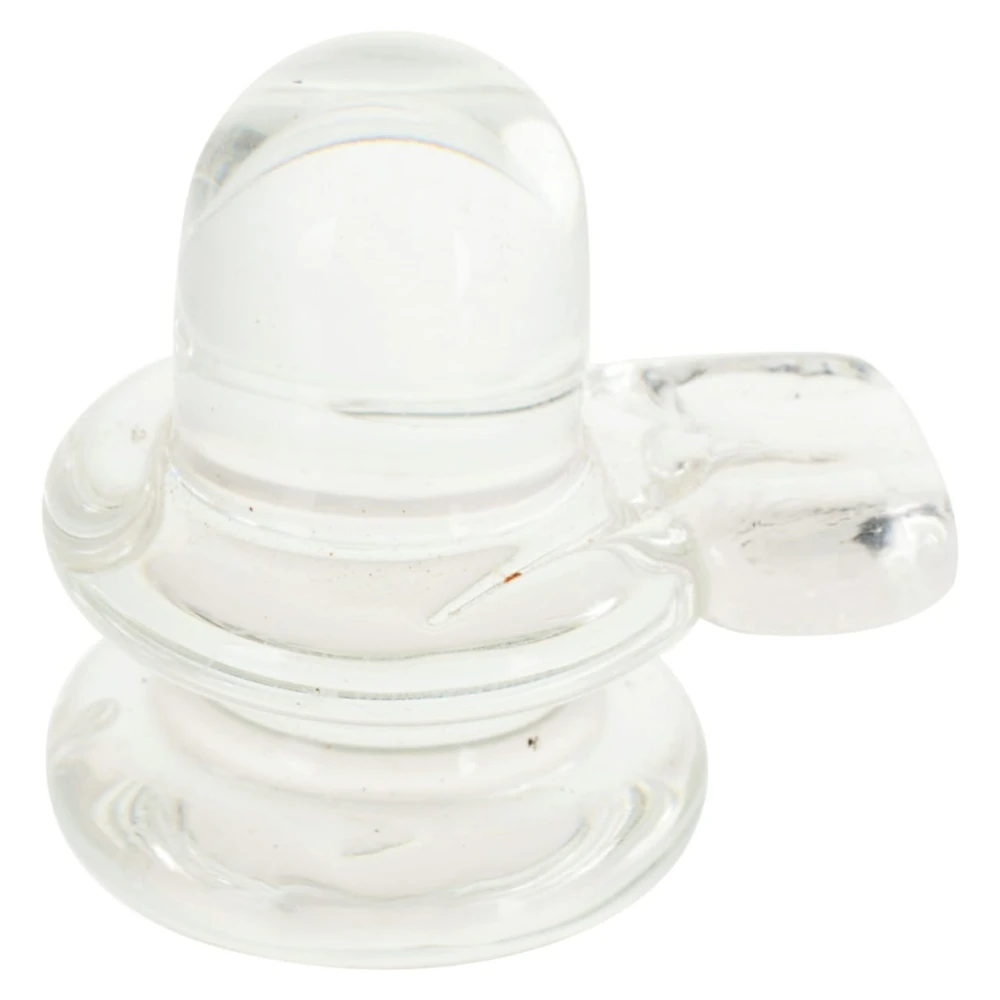 Crystal Lord Shivling Idol Sphatik Statue with Jaladhari For Home Déc (6.5 x 5 x 5 CM, Clear).