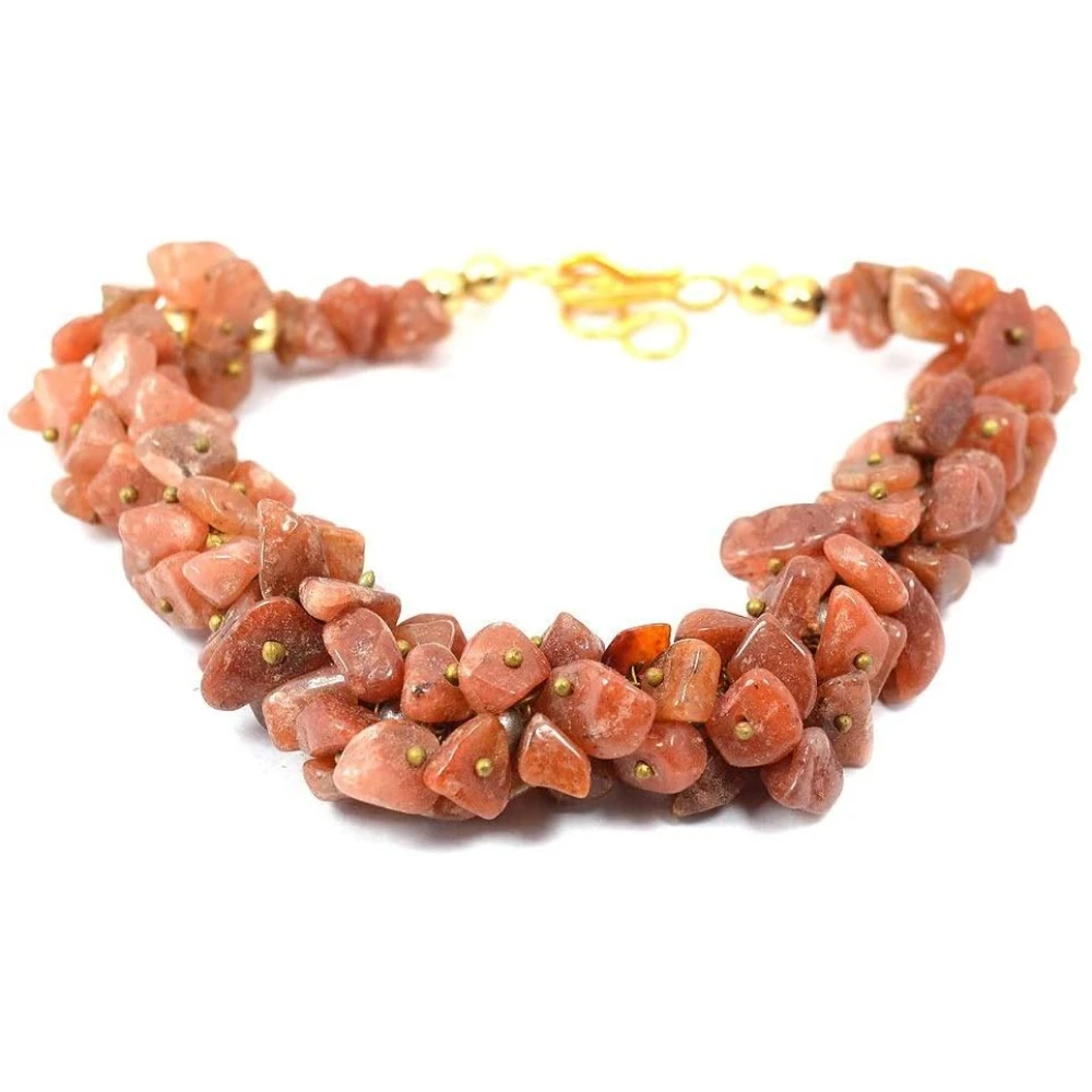 Natural Red Jasper Crystal Stone Chip Adjustable Bracelet.