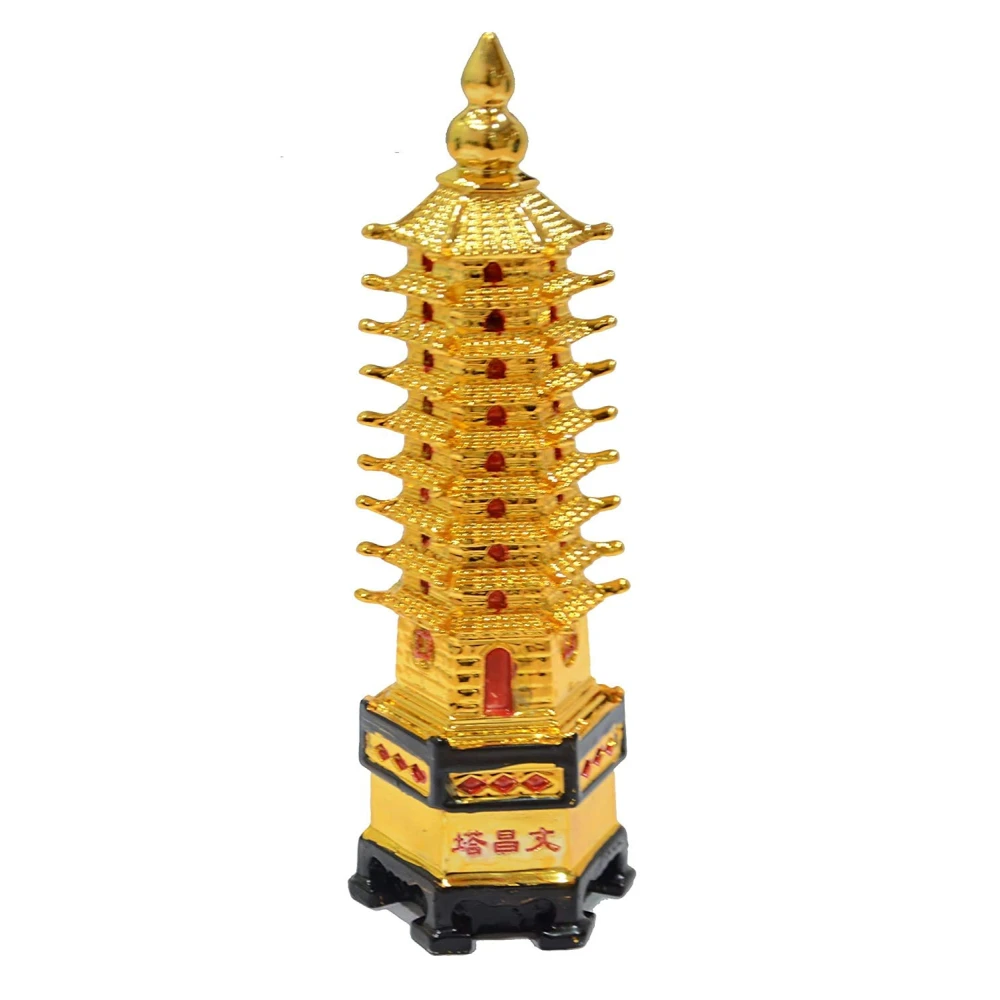 FengShui 9 Level Pagoda Education Tower for Education and Career.(4.5 x 4.5 x 13.5 CM,Golden).