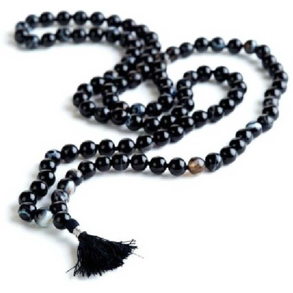 Natural Sulemani Hakik Stone Prayer Rosary Mala -6.5 MM 108+1 Beads.