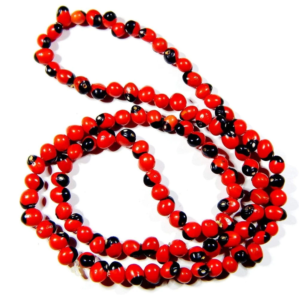 Natural Red Chirmi Beads Rosary /Lal Gunja Prayer Mala 108+1 Beads.