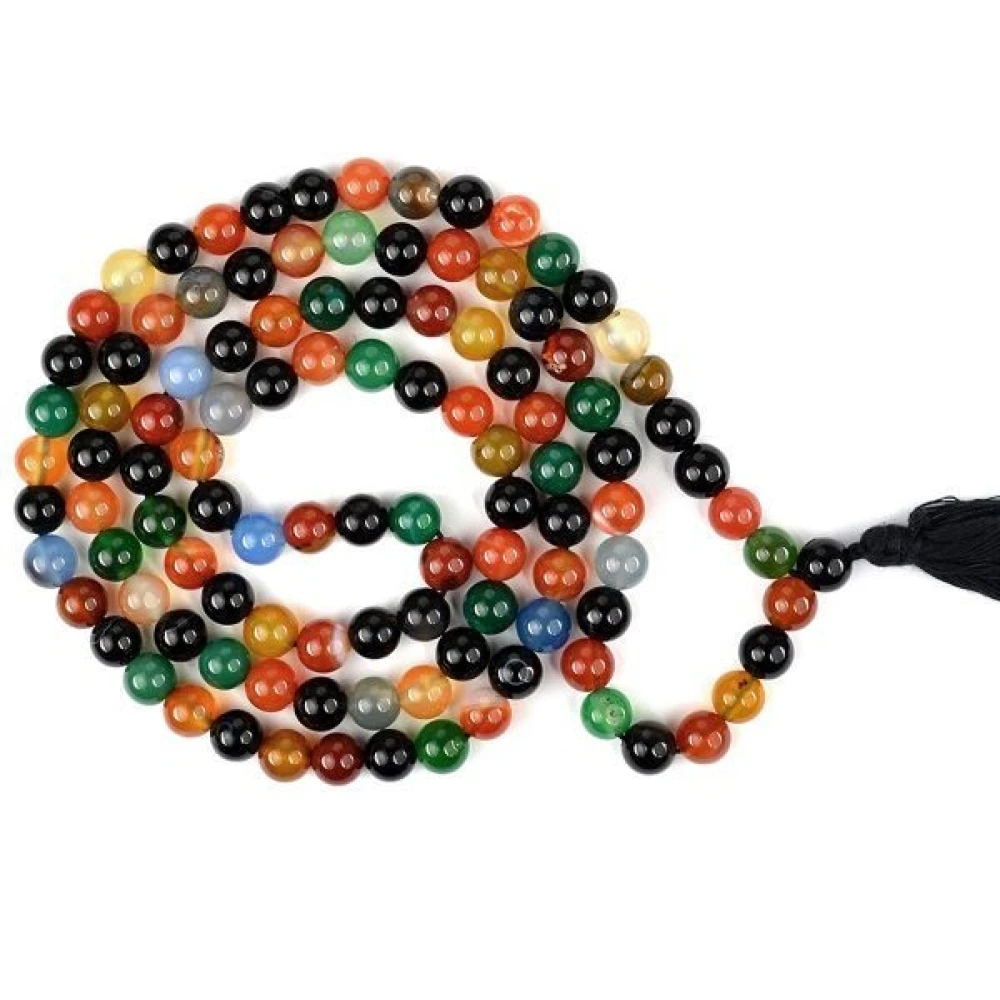 Natural Multicolour ONYX Stone Prayer Rosary 108+1 Beads Jap Mala.