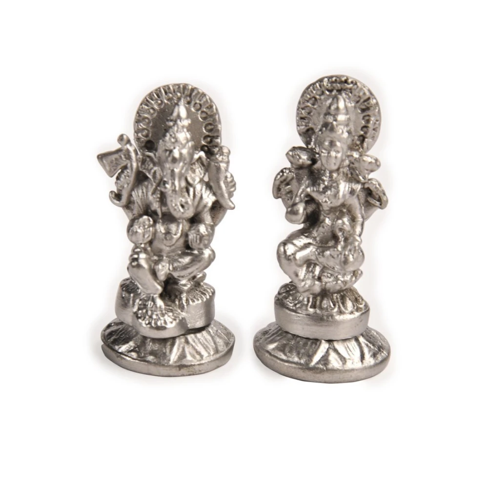 Mercury Idol Set Of Goddess Laxmi And Lord Ganesh Parad Statue.