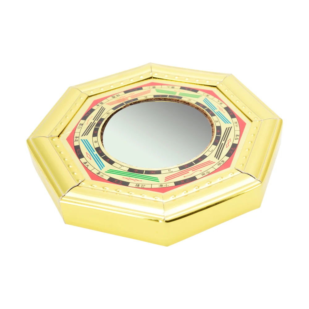 FengShui Multicolor Bagua -A Mirror For Positive  Energy For wall / door decor protection (12.5 x 12.5 x 1.5,Blue+ Golden).