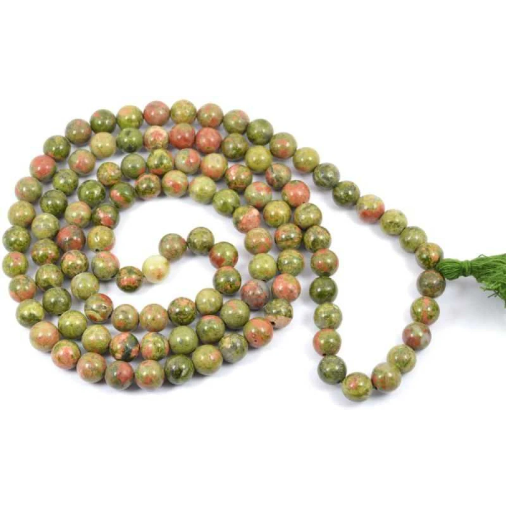 Natural Unakite Rosary, Prayer Mala -8 MM 108+1 Beads Jaap Mala.