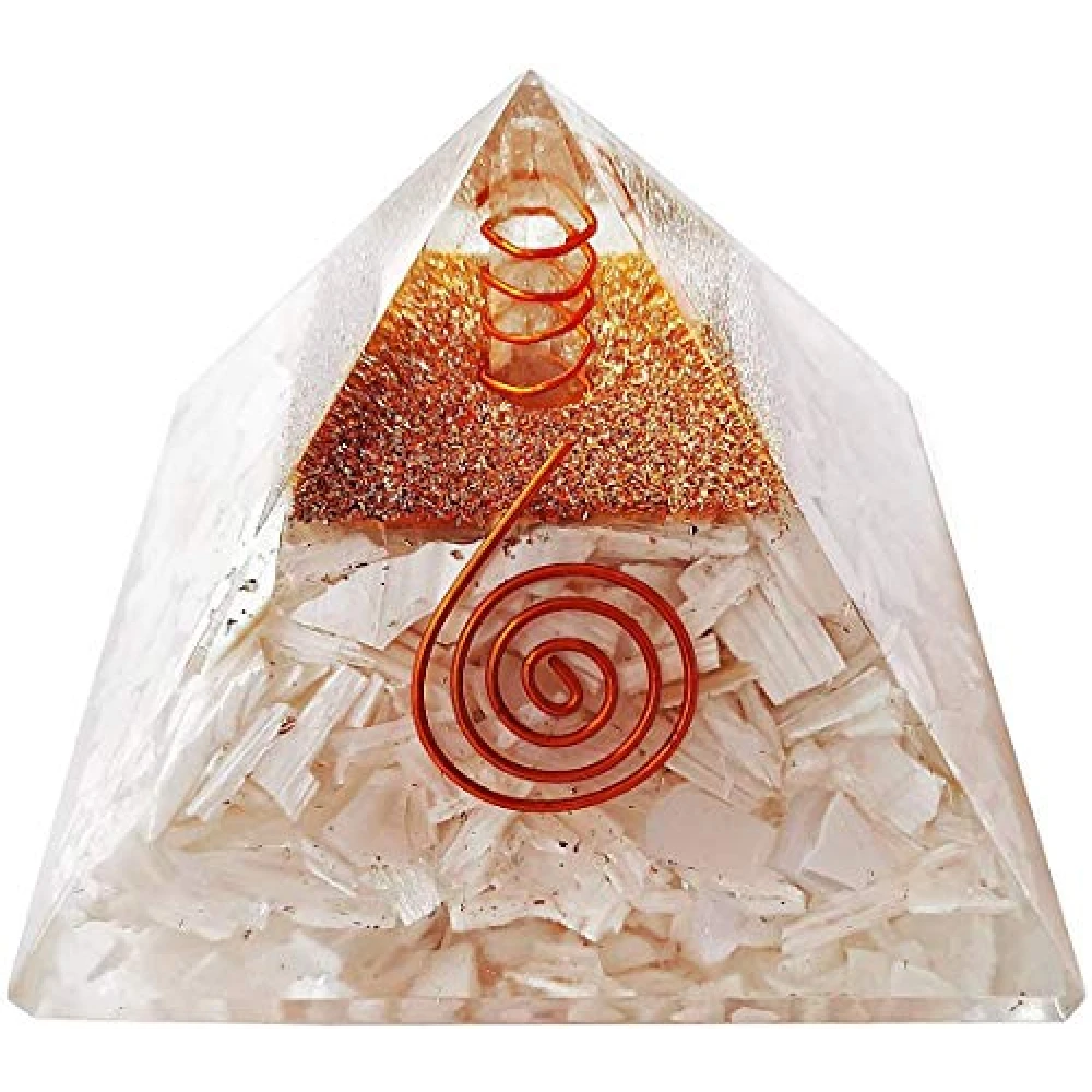 Crystal White Orgone Pyramid - Orgone Reiki Pyramid Kit - EMF Protection.