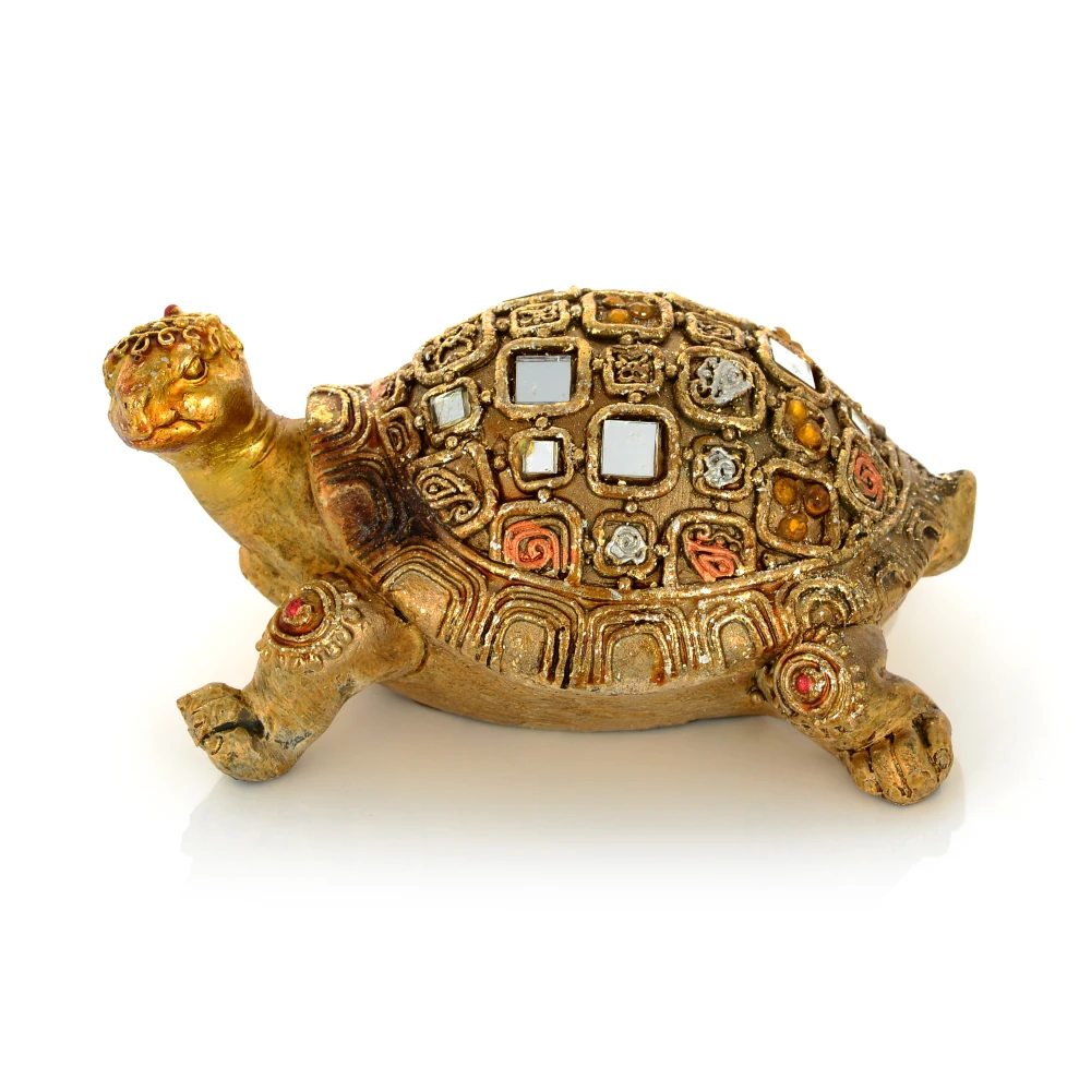 FengShui Wish Fulfilling Tortoise Statue with glittering golden colour.