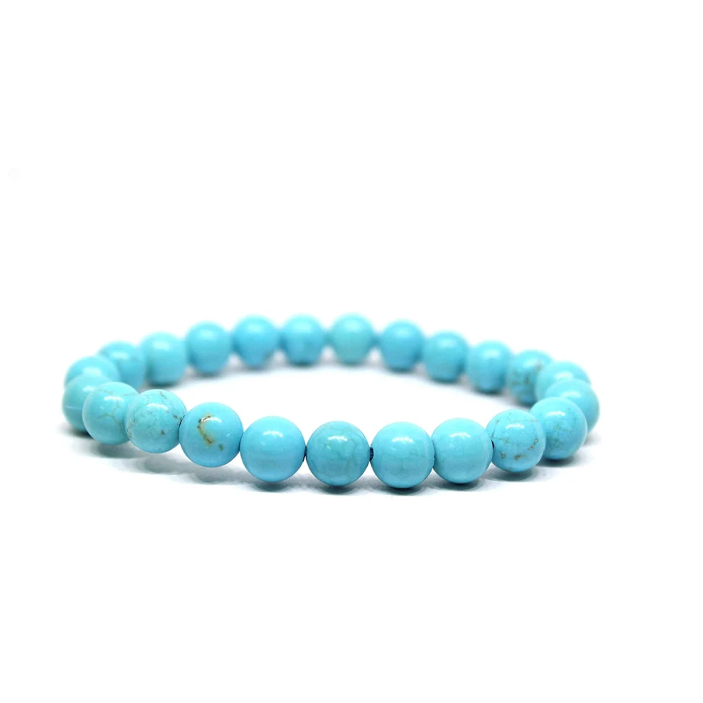 Natural Quartz Turquoise Stone Stretchable Bracelet With Certificate For Unisex  (10 x 2 x 1 CM) Sky Blue.