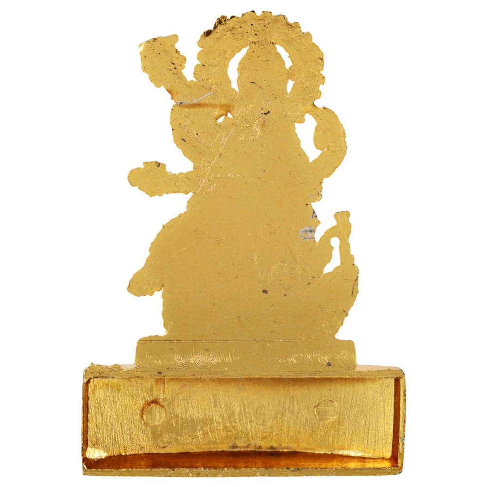 Golden Plated Goddess Saraswati Idol Statue Items Showpiece and Lord of Wealth for Temple and Home Décor (5 x 1 x 7 CM) Golden.