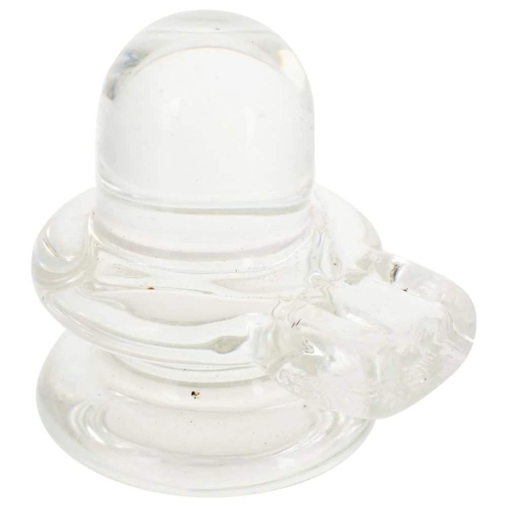 Crystal Lord Shivling Idol Sphatik Statue with Jaladhari For Home Déc (6.5 x 5 x 5 CM, Clear).