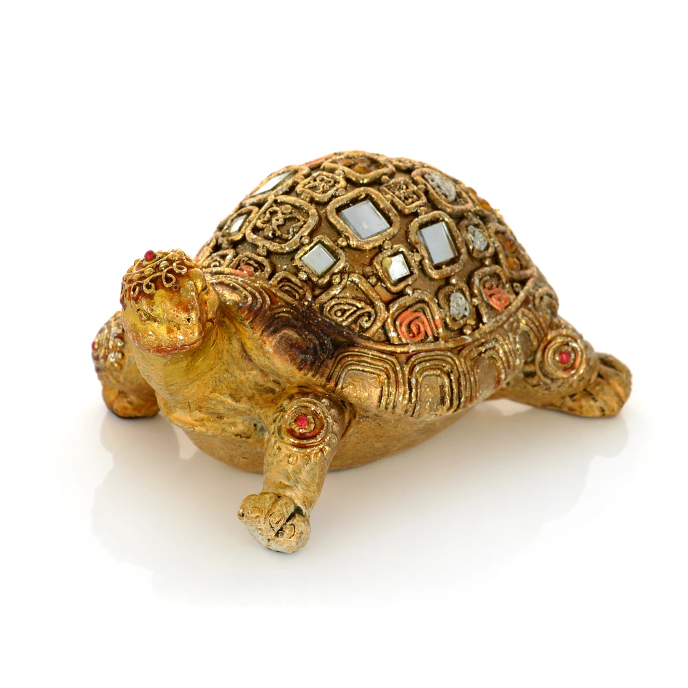 FengShui Wish Fulfilling Tortoise Statue with glittering golden colour.