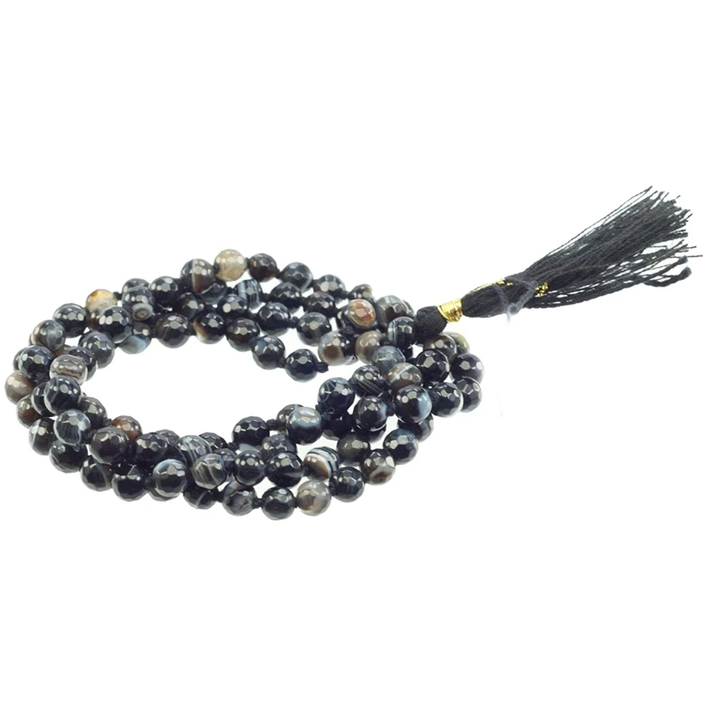 Natural Sulemani Hakik Stone Prayer Rosary Mala -6.5 MM 108+1 Beads.