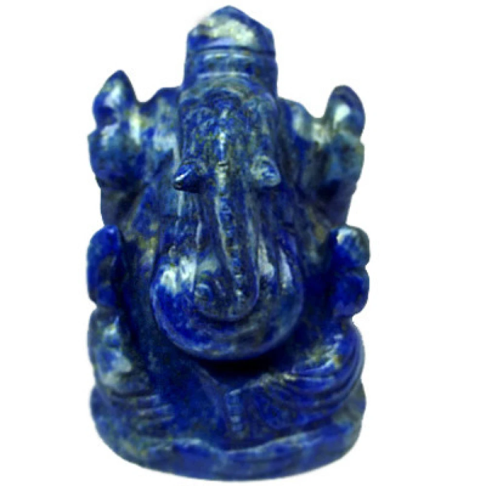 Shree Lord Ganesha Idol In Natural Lapiz Lazuli Stone Statue Ideal for Temple & Home Décor (1.5 x 1 x 2.5 Cm) Blue.