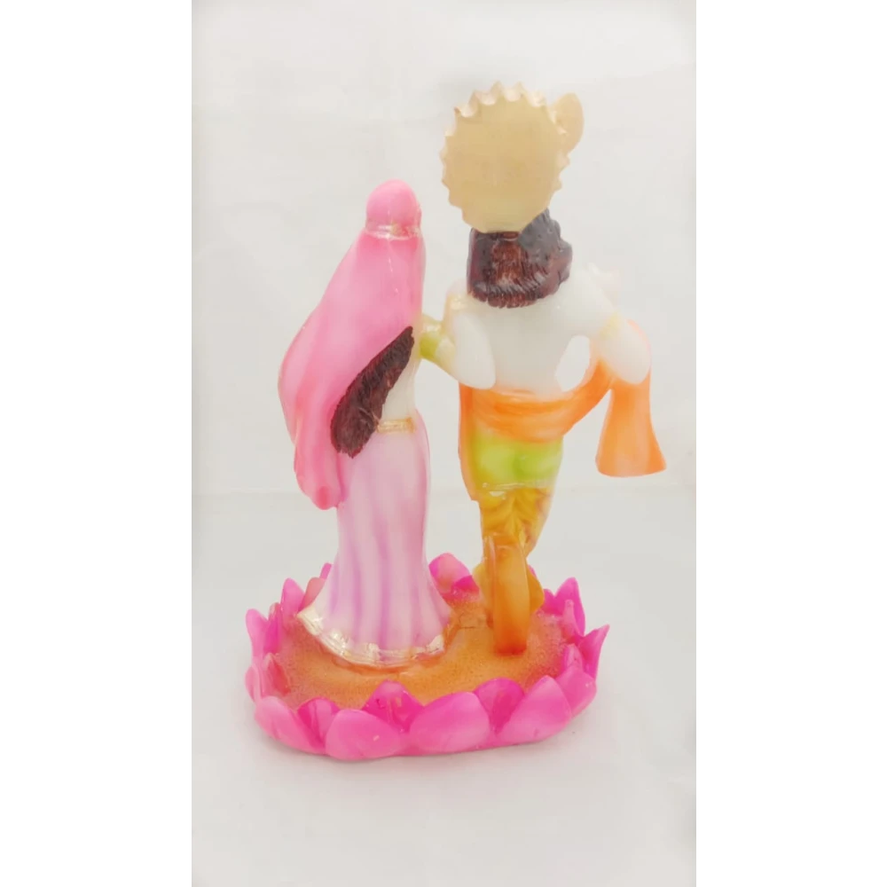 God Radha Krishan Standing On Lotus Hand Carved Resin Idol.