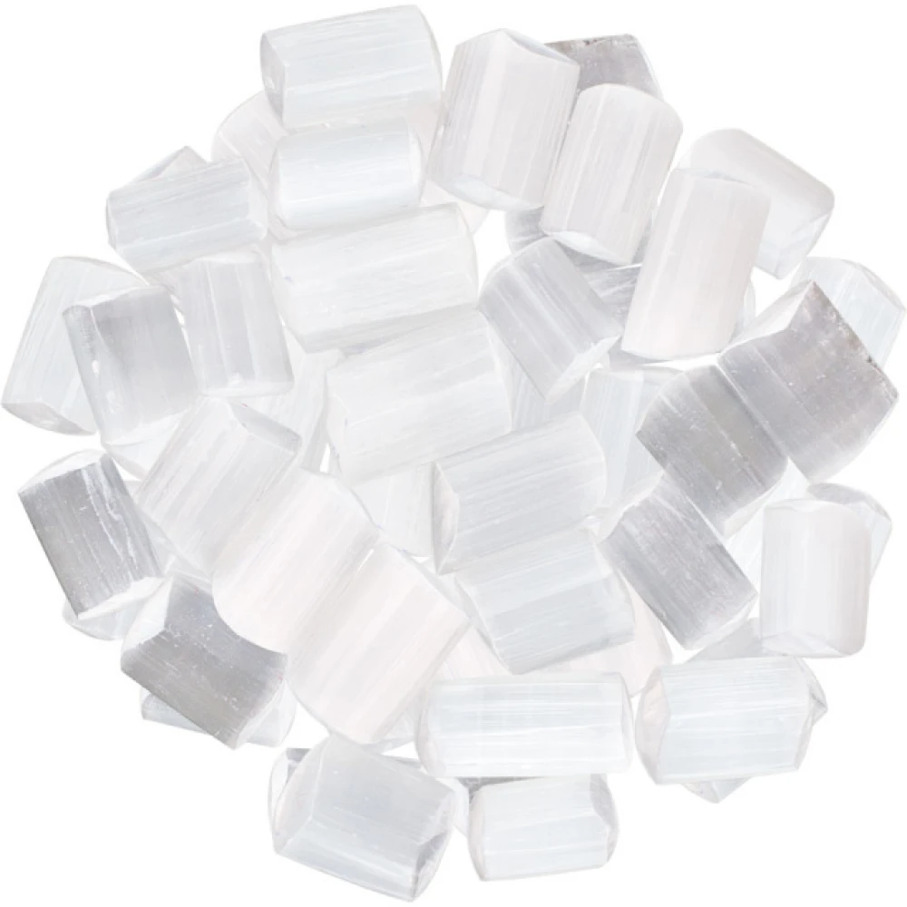 Natural  White Selenite Crystal Tumble Stones Pack Of 100 gm For Home Decor.