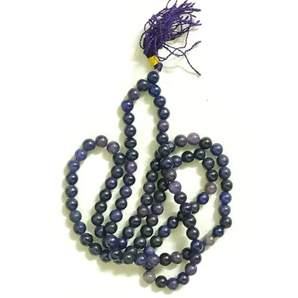 Natural Blue Agate Stone Prayer Rosary 108+1 Beads Jap Mala.