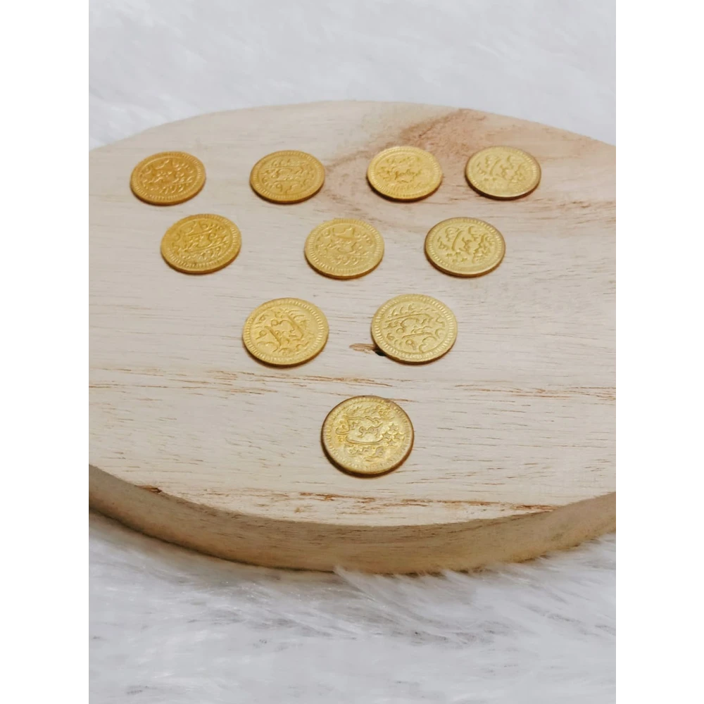 Mini Brass Coins/Sikka for Pooja (Set of 11 Pieces)