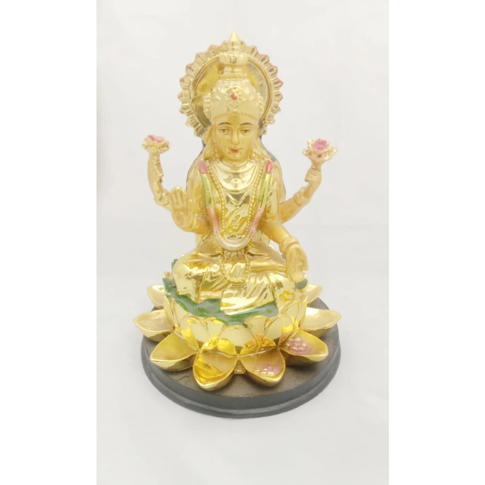 Poly Resin Sculpture Statue Of Goddess Laxmi With Lotus Stand Idol.