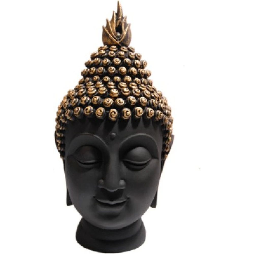 Religious Idol of Lord Gautam Buddha Face Head Bust 9 Inch Statue For Showpiece (10 x 10 x 23 CM) Black&Golden.