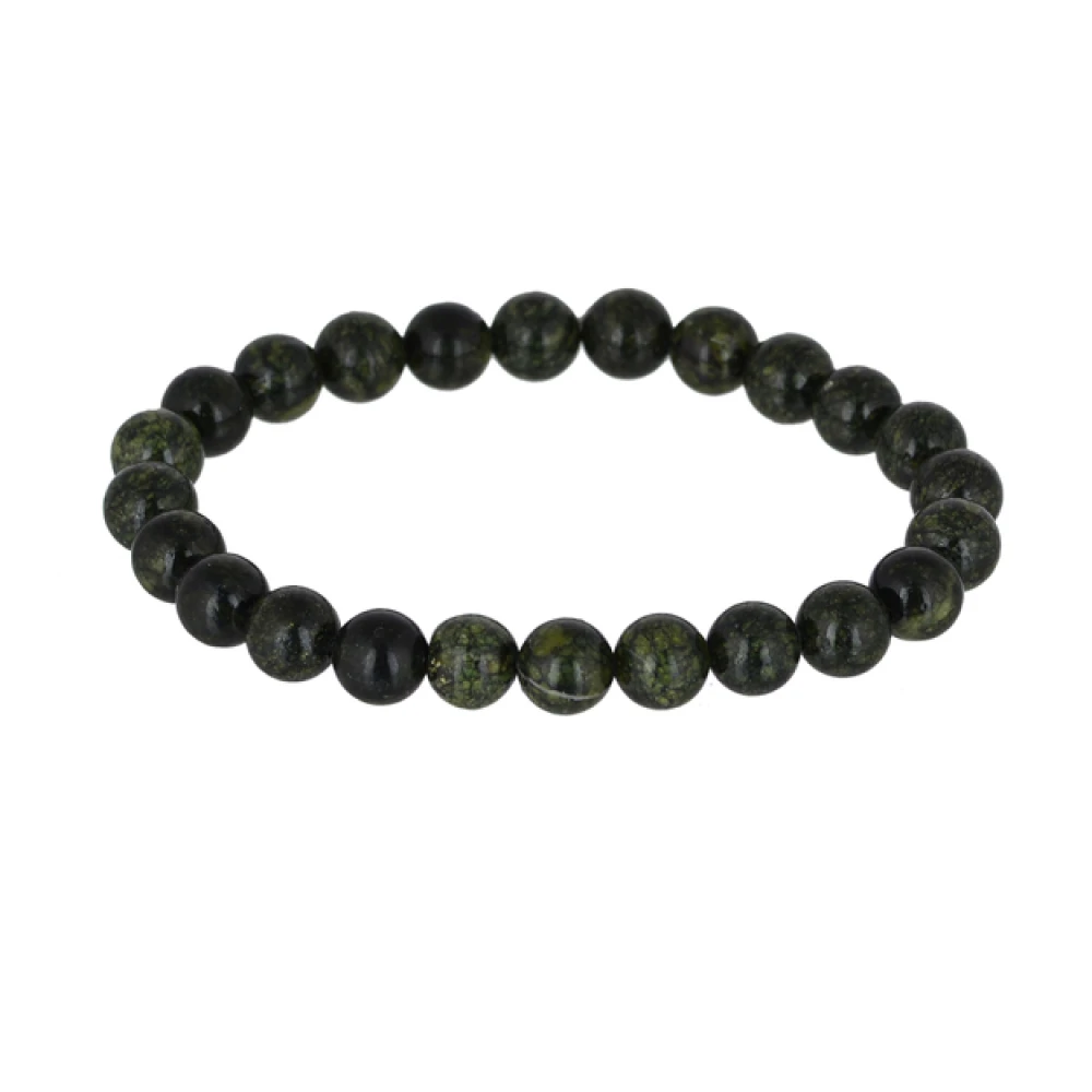 Natural Galaxy Jasper Stone Stretchable Bracelet With Certificate For Unisex  (10 x 2 x 1 CM) Green.