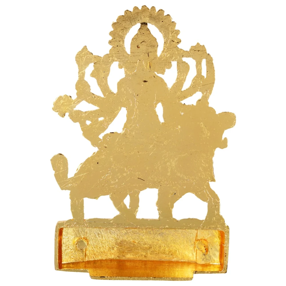 Golden Plated Goddess Durga Idol Statue for Temple and Home Décor (5 x 1 x 7 CM) Golden.