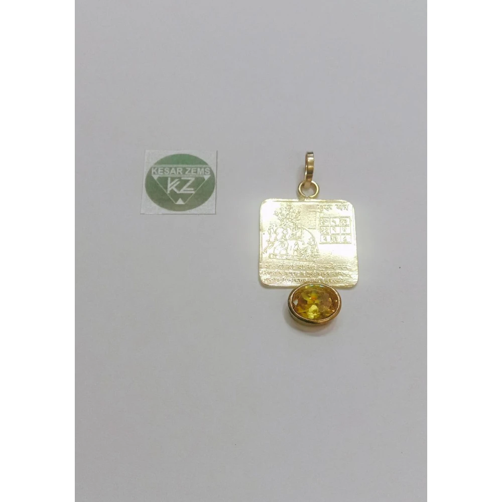 Shri Yantra Pendant -Mangal With Red,Brown,Yellow Colore Stone for Unisex(3.5x2.5x0.5)