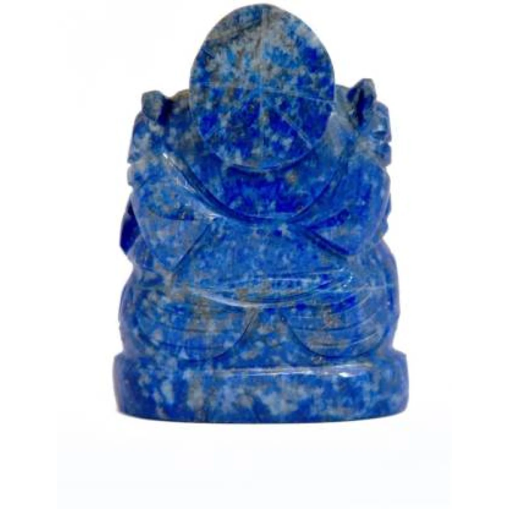 Shree Lord Ganesha Idol In Natural Lapiz Lazuli Stone Statue Ideal for Temple & Home Décor (1.5 x 1 x 2.5 Cm) Blue.